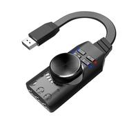 Plextone GS3 External USB Sound Card, Virtual 7.1 Channel Gaming Audio Adapter for PC, Driver-Free Installation with Mic and Headphone Jacks, Black
