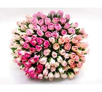 PLF Set of 100 Tiny Rose Buds Mulberry Paper Flower Mixed Tone Pink Rose2 Craft Handmade Wedding Size 0.15" Very Small Scrapbook for so Many Card Craft Projects