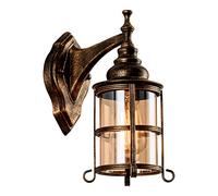 Plfann Rustic Amber Glass Wall Light, Bronze Brushed, Industrial Farmhouse Lamp Sconce Porch Lighting Waterproof Retro Lamp for Indoor Bedroom Living Room Outdoor（NO Bulb