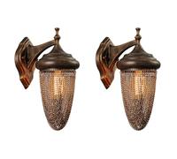Plfann Rustic Amber Wall Light Fixtures 2-Pack, Bronze Brushed Retro, Industrial Farmhouse Vintage Lamp Sconce Porch Lighting Retro Lamp for Indoor Bedroom Living Room (NO Bulb)