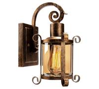 Plfann Rustic Interior Amber Glass Wall Sconce 1-Pack, Bronze Brushed, Vintage Lamp Porch Lighting Waterproof Retro Lamp for Indoor Bedroom Living Room Outdoor（NO Bulb）