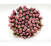 PLFlower Set of 100 Tiny Dusty Pink Rose Buds Mulberry Paper Flower Craft Handmade Wedding Size 0.15" Very Small Scrapbook for so Many Card Craft Projects