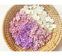 PLflower Set of 50 Tiny Flower Mixed Tone Purple Embellishment with Thread stem Mulberry Paper Flower Size 0.30" Very Small Purple1 Craft Handmade Wedding Scrapbook for so Many Card Craft Projects