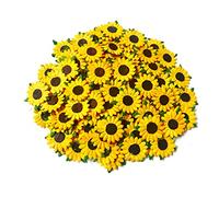 PLflower Sunflowers Mulberry Paper Craft Supplies Set of 50 Tiny Flowers for Scrapbook Card Projects, Wedding Decorations
