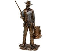 PLG John Wayne Standing Holding Bronze Gun & Saddle Statue