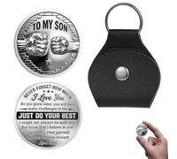 PLGEBR Personalized To My Son Pocket Hug Coin from Dad,Inspirational Graduation Gift for Son,Encouragement Keepsake Gift for Boys (Black)