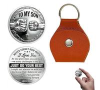 PLGEBR Personalized To My Son Pocket Hug Coin from Dad,Inspirational Graduation Gift for Son,Encouragement Keepsake Gift for Boys (Brown)