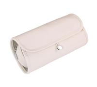 Pliable Cosmetic Planner for Travel, Multiple, Milk Apricot White | Impermeable PU Leather, Multiple Layer Brush Planner, Protective Openings, Makeup Equipment Organization