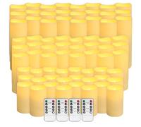 pliadvbu Flameless LED Candles 72 Pack, Outdoor Realistic Waterproof Votive Candles with 4 Remote Control and Timer for Halloween Wedding Festival Decor, (H 4" 5" 6" x D 2.2")