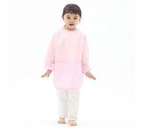 Plie Waterproof Kids Art Smocks 20 Colors (Age 1-10, S-XXL Size), Baby Pink Dot (47-XL)