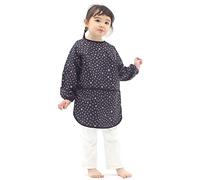 Plie Waterproof Kids Art Smocks 20 Colors (Age 1-10, S-XXL size), Black Pink Star (51-L)