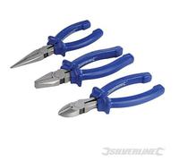 Plier Set Silverline 3 Piece Long Nose Combination Side Cutters Kart Parts UK