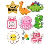 Plifal 8 Pcs Pediatric Badge Toppers & Interchangeable Badge Reel