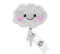 Plifal Badge Reel Holder Retractable with ID Clip for Nurse Nursing - Cloud Cute Name Tag Card Funny Accessories with Alligator Clip for Office Student Work Hospital