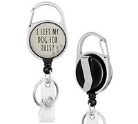 Plifal Badge Reels Holder Retractable Keychain Heavy Duty with ID Clip for Key Card Name Tag Dog Funny Quote Nurse Work Office Key Retractor Leash Black Metal Carabiner Belt Clip