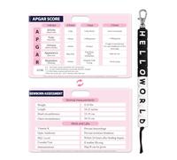Plifal Cervical Dilation Beads with APGAR Score Newborn Assessment Reference Card - Labor Delivery L&D Maternity LDRP Nurse Midwife Hello World Black White 10cm Badge Buddy with Flash Card Cheat Sheet