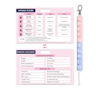 Plifal Cervical Dilation Beads with APGAR Score Newborn Assessment Reference Card - Labor Delivery L&D Maternity LDRP Nurse Midwife Hello World Pink Blue 10cm Badge Buddy with Flash Card Cheat Sheet