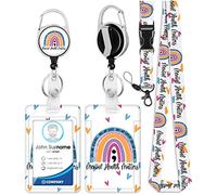 Plifal ID Badge Holder with Lanyard and Retractable Badge Reel Clip, Rainbow Mental Health Matters Card Name Tag Lanyard Vertical ID Protector Bage Clips for Nurse Nursing Psychologist Doctor Student