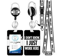 Plifal ID Badge Holder with Lanyard and Retractable ID Clip, Funny Key Chain, Lanyard Clip, Vertical Badge Holder for Men and Women (I Don't Know I Just)