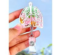 Plifal Lung Dried Flower Badge Reel Holder Retractable with ID Clip for Nurse Nursing - Resin Floral Name Tag Card Accessories Alligator Clip for Medical Office Worker Teacher Student Green