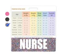 Plifal Nurse Badge Buddy with Pediatric Vital Signs Badge Card - Peds Student Nursing Essentials Accessories for Graduation Work, Colors Horizontal Temperature Weight Check Flash Card Cheat Sheet