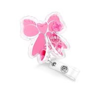 Plifal Nurse Badge Reel Holder Clip - Cute Pink Bow Retractable ID Name Card Badge Reel with Charm Alligator Clip, Nurse Nursing Office Medical Worker Student Accessories Gifts