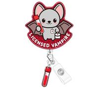 Plifal Nurse Badge Reel Holder Clip - Phlebotomist LAB Tech Vampire Blood Retractable ID Name Card Badge Reel with Charm Alligator Clip, Nurse Nursing Office Medical Worker Student Accessories Gifts