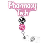 Plifal Pharmacy Tech Badge Reel Holder Retractable with ID Clip for Nurse Nursing Name Tag Card Cute White Alligator Clip Hospital Work Accessories