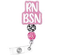 Plifal RN BSN Badge Reel Holder Retractable with ID Clip for Nurse Nursing Name Tag Card White Registered Nurse Baccalaureate of Science in Nursing Alligator Clip Hospital Work Accessories
