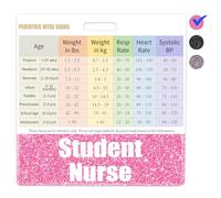 Plifal Student Nurse Badge Buddy with Pediatric Vital Signs Badge Card - Peds Nursing Essentials Accessories for Graduation Work, Pink Horizontal Temperature Weight Check Flash Card Cheat Sheet