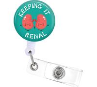 Plifal Urology Badge Reel Holder Clip - Kidney Cute Retractable ID Name Card Badge Reel with Charm Alligator Clip, Office Nurse Nursing Medical Worker Student Accessories Gifts