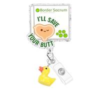 Plifal Wound Care Badge Reel Holder Clip - Funny Sacrum I’ll Save Your Butt Retractable ID Name Card Badge Reel with Charm Alligator Clip, Nurse Nursing Office Medical Worker Student Accessories Gifts