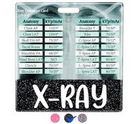 Plifal X-RAY Tech Reference Card with Badge Buddy - Horizontal Anatomy and kVp Card Cheat Sheet Black Radiology Technique Work Accessories
