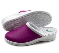 Pligono Women's Anatomic Sanitary Slippers, Comfortable Orthopedic Shoes with Perforated Genuine Leather Upper, Fuchsia (Women's) 37