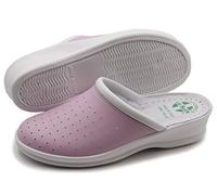 Pligono Women's Anatomic Sanitary Slippers, Comfortable Orthopedic Shoes with Perforated Genuine Leather Upper, Pink (Women's) 39