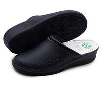 Pligono Women's Anatomic Sanitary Slippers, Comfortable Orthopedic Shoes with Perforated Genuine Leather Upper, Blue (Women's) 35