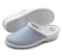 Pligono Women's Anatomic Sanitary Slippers, Comfortable Orthopedic Shoes with Perforated Genuine Leather Upper, Sky Blue (Women's) 36