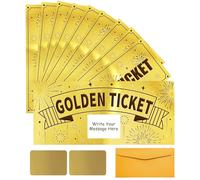 PLIGREAT 10 Pack Golden Ticket Scratch Off Cards with Envelopes Fireworks Design DIY Your Own Surprise Reveal Cards Scratch Off Tickets with Stickers for Birthday Voucher Raffle Gift Party Supplies