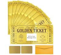PLIGREAT 10 Pack Golden Ticket Scratch Off Cards with Envelopes Love Heart Design DIY Your Own Surprise Reveal Cards Scratch Off Tickets with Stickers for Birthday Voucher Gift Party Activity Supplies