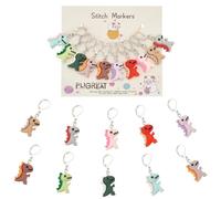 PLIGREAT 10 Pcs Dinosaur Stitch Markers Colorful Cute Resin Crochet Stitch Marker with Removable Lobster Clasp for Weaving Sewing Quilting DIY Jewelry Making Accessorie