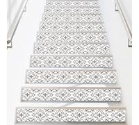 PLIGREAT 10 Sheets Stair Riser Decals, Moroccan Tile Peel and Stick Staircase Stickers Self-Adhesive Creative Art Staircase Murals for Steps DIY Home Hotel Stair Makeover Decor, 18x100cm