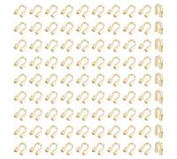 PLIGREAT 100 Pcs 14K Gold Plated Brass Wire Guardian, U Shape Wire Guard Cable Protector Loops Thread Protector for Necklace Earring Bracelet DIY Craft Jewelry Making, Hole 0.55mm