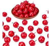 PLIGREAT 100 Pcs Artificial Apples, 3.6cm Mini Fake Apple Simulation Fruit Decor Lifelike Simulation Fruit Christmas Decorations for Home Table Photography Xmas Thanksgiving Party Decor