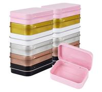 PLIGREAT 12 Pack Colorful Metal Hinge Tin Box Containers, Rectangular Hinged Tin Boxes with Lid Portable Storage Box Small Storage Organizer for Storages Candies Jewelry Crafts