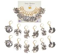 PLIGREAT 12 Pcs Celestial Animals Charm Stitch Marker Set Alloy Pendants Crochet Stitch Needle Clip Counter for Weaving Sewing Locking Knitting Marker Tools Women DIY Craft Making Accessories