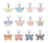 PLIGREAT 12 Pcs Colorful Dust Plug Charm Compatible with Kindle Type C Phone, Butterfly Type C Anti Dust Plugs USB Charging Port Plugs with Alloy Butterfly Pendants Mobile Dustproof Plug