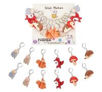 PLIGREAT 12 Pcs Squirrel Owls Mushroom Stitch Markers, Resin Crochet Stitch Marker Charms Knitting Locking Stitch Marker with Lobster Claw Clasps for Weaving Sewing Quilting Jewelry Making Accessories