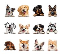 PLIGREAT 12 Sheets Cute Dogs Iron on Transfers Patches, DTF Ready to Press Heat Transfers Smiling Puppy Washable Iron on Appliques for T Shirts Jackets Hats Backpacks