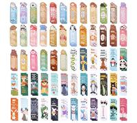 PLIGREAT 120 Pcs Animals Assorted Theme Bookmarks, Penguin and Monkey Pattern with Sayings Fun Bookmark Bulk for School Classroom Office Reading Rewards Student Book Lover Gift