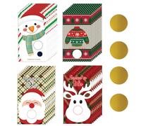 PLIGREAT 120 Pcs Christmas Scratch Off Cards, Snowman Elk Santa Claus Blank Card with 120 Scratch Stickers Sweater Blank Gift Certificates Christmas Party Cards for Small Business Party Favor Prizes